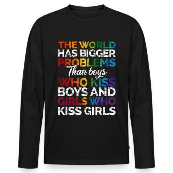 Gay Pride - Men's Premium Organic Long Sleeve Shirt - black - Front - Nico (187cm)