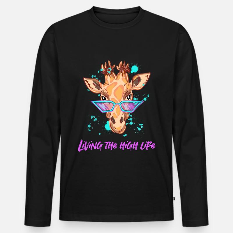 Coole Giraffe - Männer Premium Bio Langarmshirt - Schwarz
