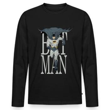 Batman Rennt Durch Die Nacht - Männer Premium Bio Langarmshirt - Schwarz - Vorne - Nico (187cm)