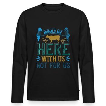 Vegan saying - gift for vegans - Men's Premium Organic Long Sleeve Shirt - black - Front - Nico (187cm)