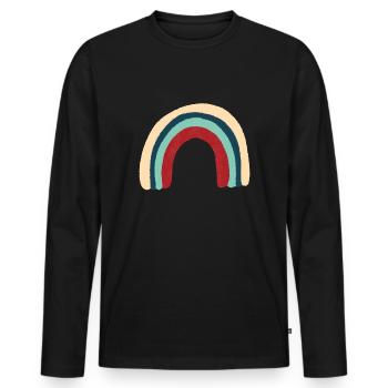 Regenbogen - Männer Premium Bio Langarmshirt - Schwarz - Vorne - Nico (187cm)