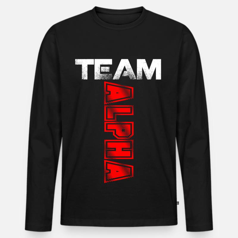 Team Alpha Geschenk T Shirt - Männer Premium Bio Langarmshirt - Schwarz