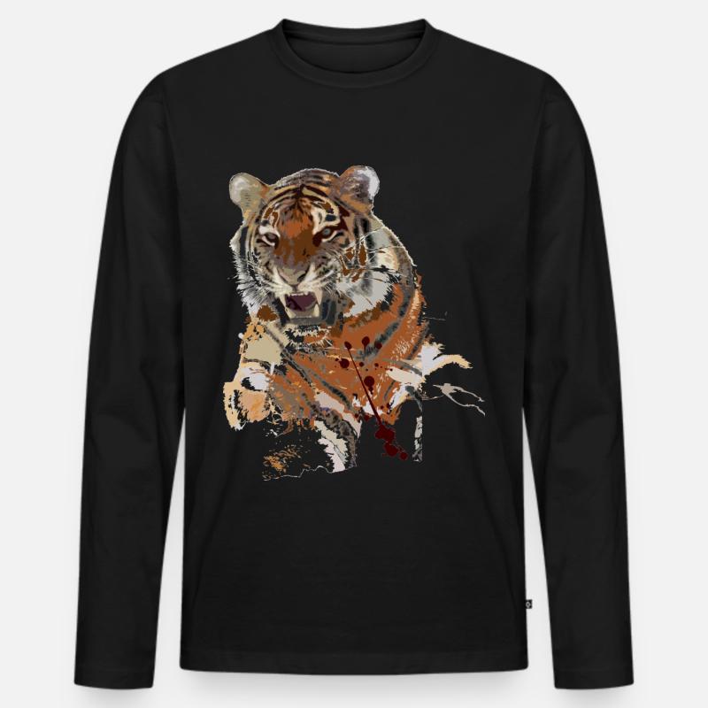 Tiger - Männer Premium Bio Langarmshirt - Schwarz