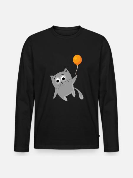 Flying Cat Flying - Cat - Men's Premium Organic Long Sleeve Shirt - black
