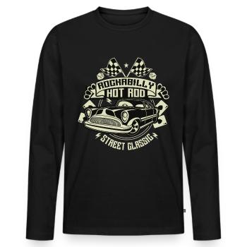 Rockabilly Hotrod. Retro Vintage Fifties Sixties - Männer Premium Bio Langarmshirt - Schwarz - Vorne - Nico (187cm)