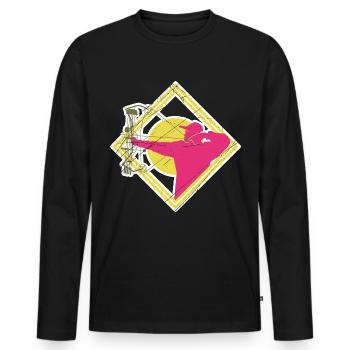 archer - T-shirt manches longues Premium bio Homme - noir - Devant - Nico (187cm)