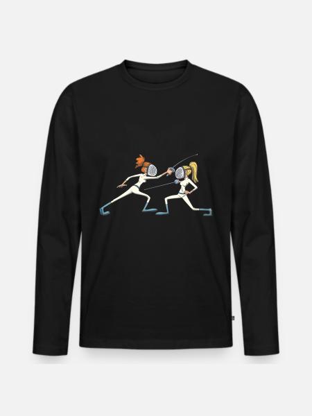 Fencing evasive maneuver gift idea - Men's Premium Organic Long Sleeve Shirt - black