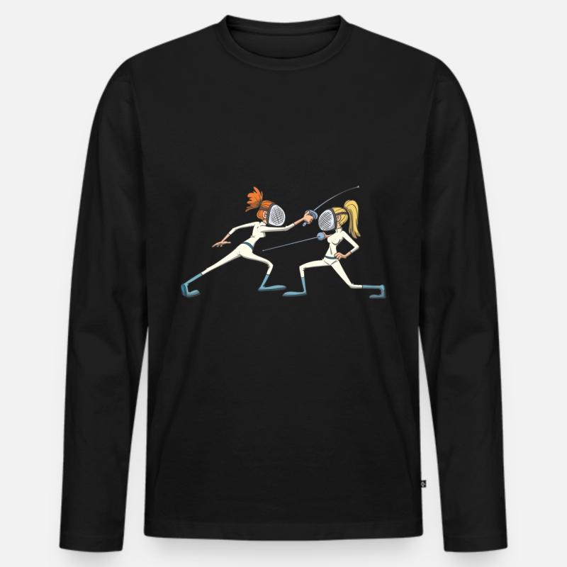Fechten Ausweichmanöver Geschenk Idee - Männer Premium Bio Langarmshirt - Schwarz