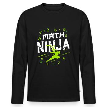 Math Ninja Math Kids Saying Jeu de Pun - T-shirt manches longues Premium bio Homme - noir - Devant - Nico (187cm)