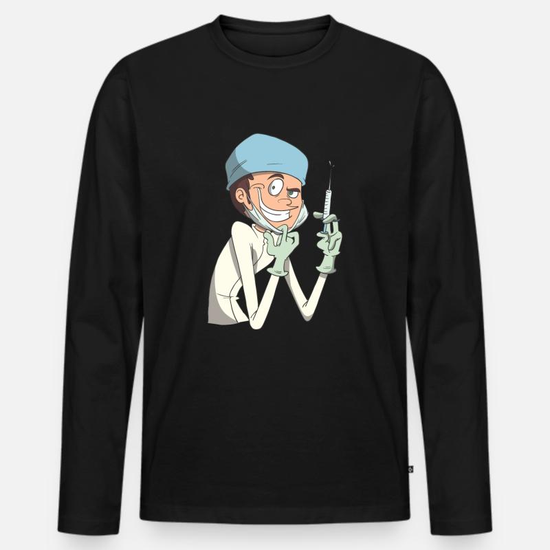 Fiese Krankenschwester Anästhesie Spritze - Männer Premium Bio Langarmshirt - Schwarz