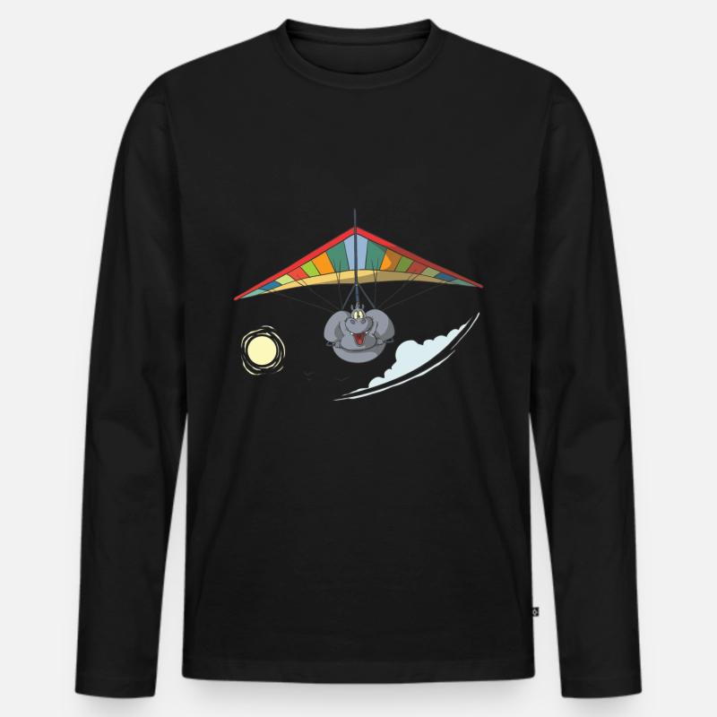 Deltaplano Deltaplano Deltaplano Ippopotamo - Maglia a manica lunga ecologica premium da uomo - nero