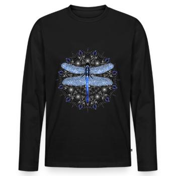 Vêtements Libellule Sweat Dragonfly Mandala - T-shirt manches longues Premium bio Homme - noir - Devant - Nico (187cm)