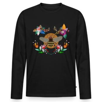 Honeybee Shirt - Honeycomb - Reseda Green - Men's Premium Organic Long Sleeve Shirt - black - Front - Nico (187cm)