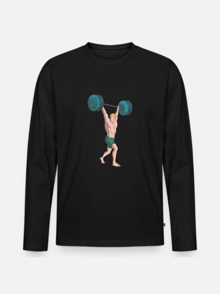 Barbell lifting weight lifting - Men's Premium Organic Long Sleeve Shirt - black