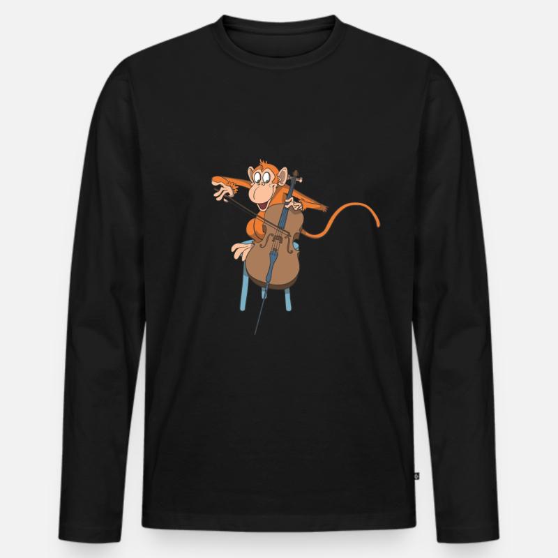 Affe spielt Cello - Männer Premium Bio Langarmshirt - Schwarz