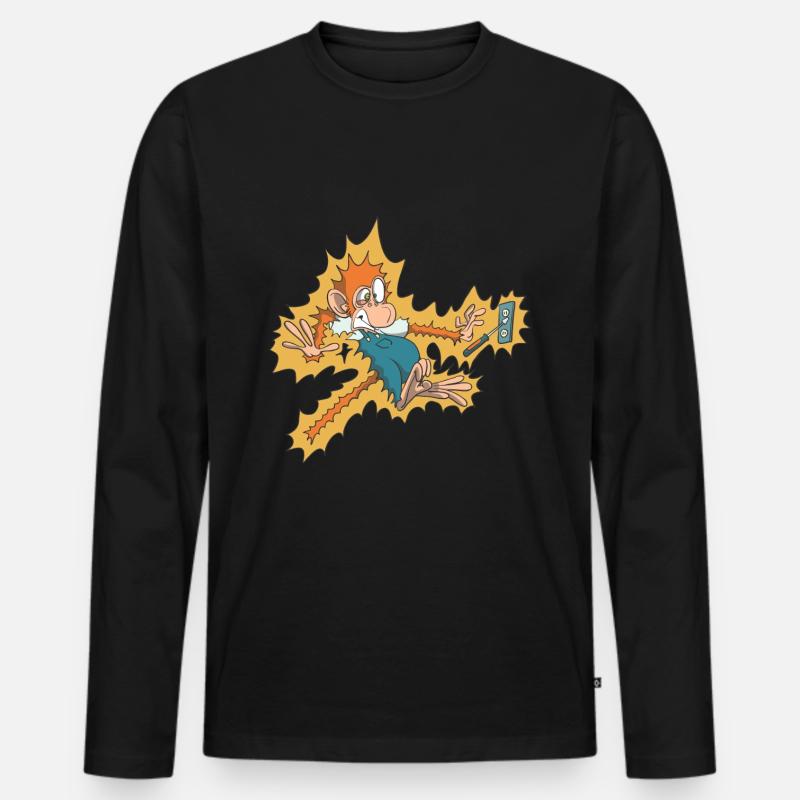 Elektriker an der Steckdose - Männer Premium Bio Langarmshirt - Schwarz