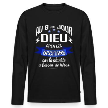 Les occitans - T-shirt manches longues Premium bio Homme - noir - Devant - Nico (187cm)