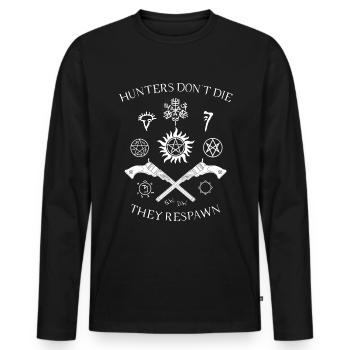 Les chasseurs ne meurent pas, ils réapparaissent I Hunters SPN Dean Cas - T-shirt manches longues Premium bio Homme - noir - Devant - Nico (187cm)