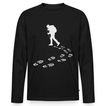 Wandermensch Geschenk Idee für Geburtstag - Männer Premium Bio Langarmshirt - Schwarz - Vorne - Nico (187cm)
