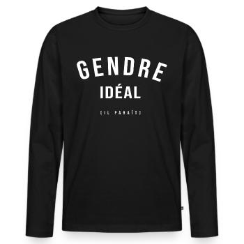 gendre idéal cadeau humour gendre beau fils - T-shirt manches longues Premium bio Homme - noir - Devant - Nico (187cm)