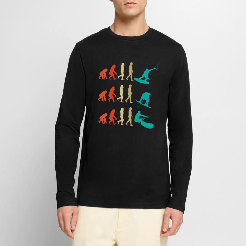 Wakeboarding Evolution Geschenk Männer Premium Bio Langarmshirt
