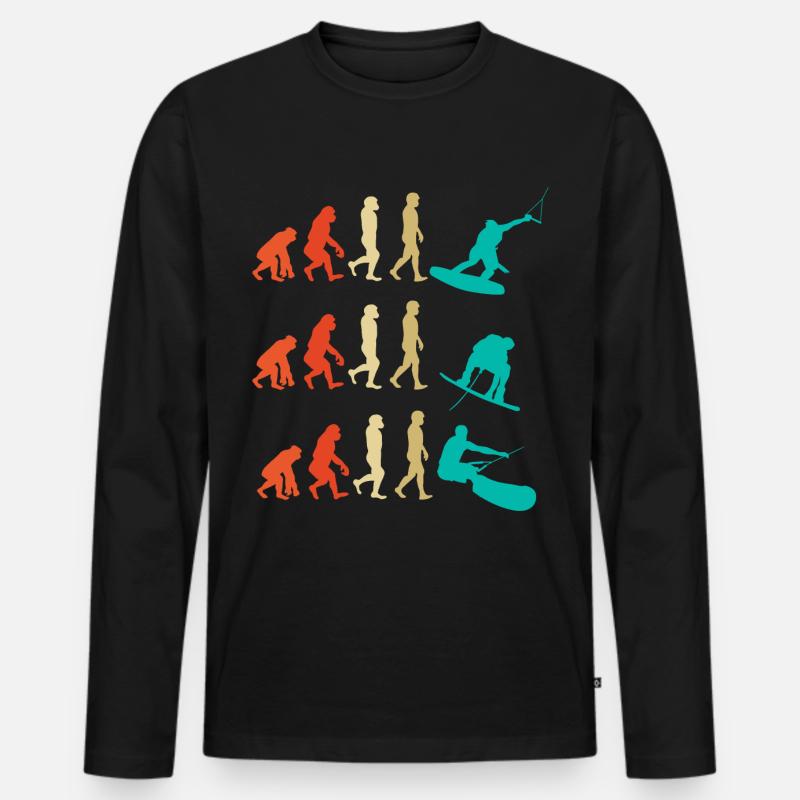 Wakeboarding Evolution Geschenk - Männer Premium Bio Langarmshirt - Schwarz