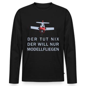 Modellflieger - Männer Premium Bio Langarmshirt - Schwarz - Vorne - Nico (187cm)