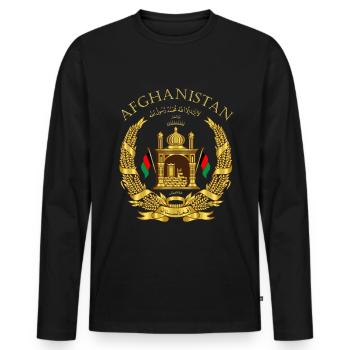 Afghanistan Armoiries avec inscription - T-shirt manches longues Premium bio Homme - noir - Devant - Nico (187cm)
