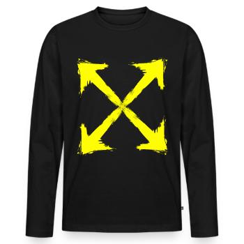 Yellow arrow - T-shirt manches longues Premium bio Homme - noir - Devant - Nico (187cm)
