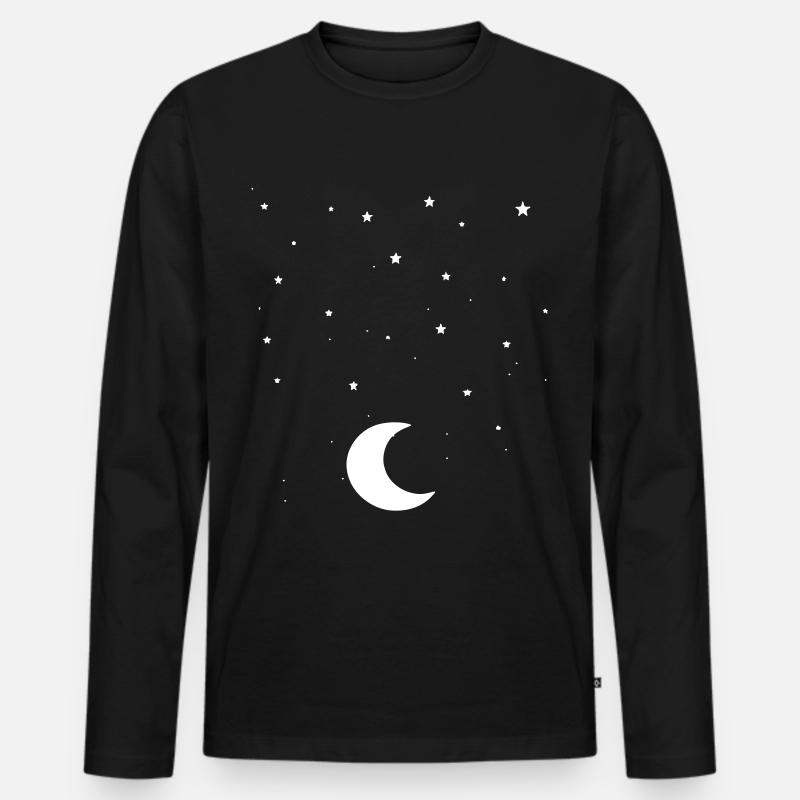 Mond und Sterne - Männer Premium Bio Langarmshirt - Schwarz