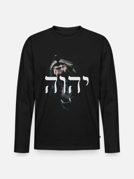 Israël God Torah Hebreeuwse leeuw van Juda Gift - Mannen Premium Bio shirt met lange mouwen - zwart