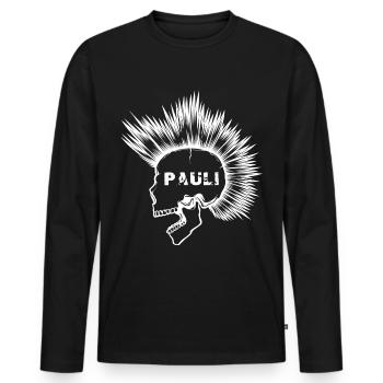 Paulianer Hamburg skull punk gift - Men's Premium Organic Long Sleeve Shirt - black - Front - Nico (187cm)