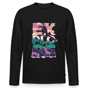 Nature hiking climbing Nature people close to nature - Men's Premium Organic Long Sleeve Shirt - black - Front - Nico (187cm)