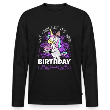 Birthday - Männer Premium Bio Langarmshirt - Schwarz - Vorne - Nico (187cm)