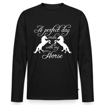 Cheval équitation Cavaliers Cavaliers Cadeau - T-shirt manches longues Premium bio Homme - noir - Devant - Nico (187cm)