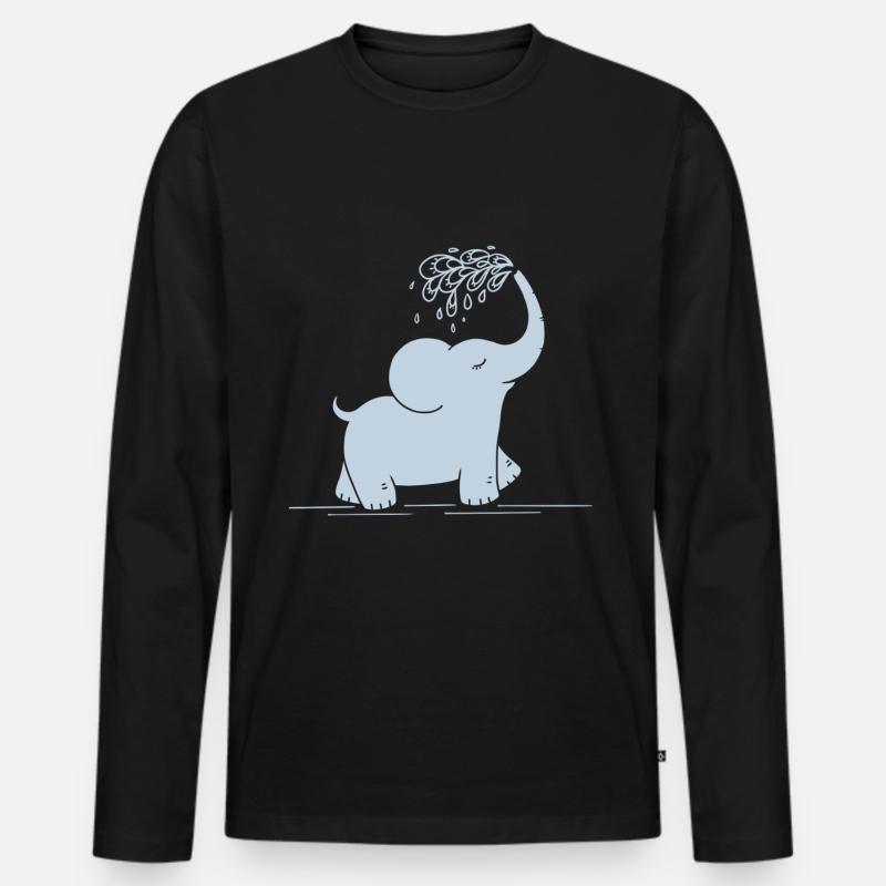 Elefant - Männer Premium Bio Langarmshirt - Schwarz