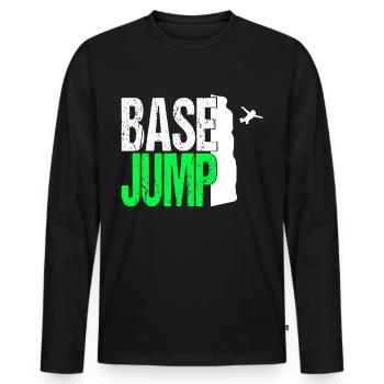 Base Jump Jumping Parachute Springer Extrem Sport - T-shirt manches longues Premium bio Homme - noir - Devant - Nico (187cm)