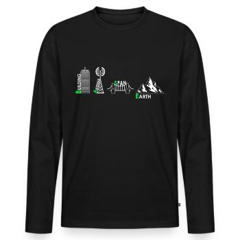 Base Jump Jumping Parachute Exterm Sport Shirt - T-shirt manches longues Premium bio Homme - noir - Devant - Nico (187cm)