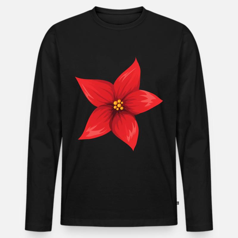 Blume Rot - Männer Premium Bio Langarmshirt - Schwarz