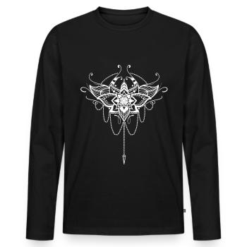 Mandala fleurs lotus bloom yoga cadeau - T-shirt manches longues Premium bio Homme - noir - Devant - Nico (187cm)