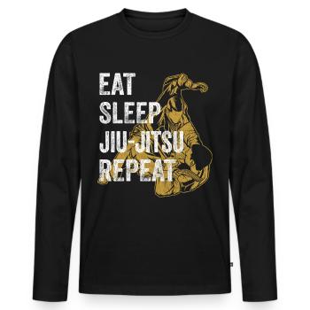 Cadeau de Jiu Jitsu brésilien BJJ Retro Vintage - T-shirt manches longues Premium bio Homme - noir - Devant - Nico (187cm)