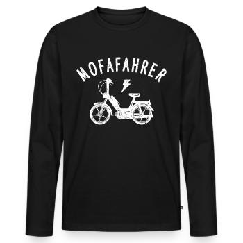 Mofa Moped Mofafahrer Mopedfahrer Mokick - Männer Premium Bio Langarmshirt - Schwarz - Vorne - Nico (187cm)