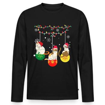 Lustige Weihnachtskatzen - Männer Premium Bio Langarmshirt - Schwarz - Vorne - Nico (187cm)