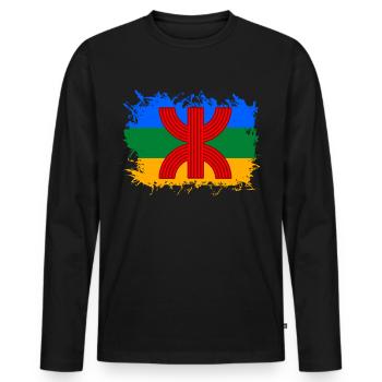 Berber Fahne Amazigh Nordafrika - Männer Premium Bio Langarmshirt - Schwarz - Vorne - Nico (187cm)