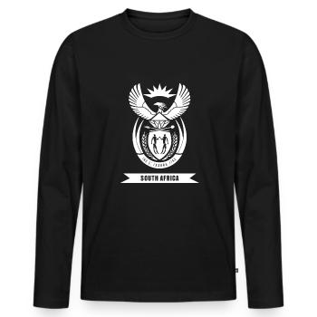 Afrique du Sud Armoiries cadeaux drapeau pays origine - T-shirt manches longues Premium bio Homme - noir - Devant - Nico (187cm)