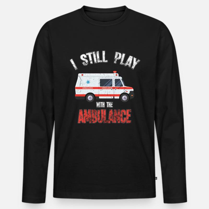 krankenwagen - Männer Premium Bio Langarmshirt - Schwarz