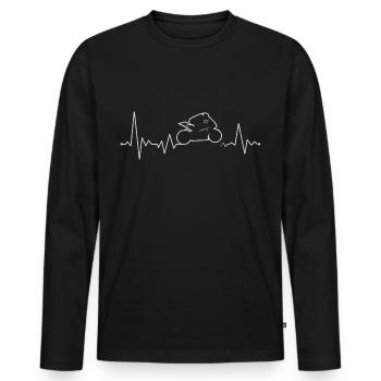 Heartbeat Supersport Moto Power Wheelie ECG - T-shirt manches longues Premium bio Homme - noir - Devant - Nico (187cm)