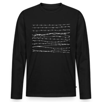 STACHELDRAHT - Männer Premium Bio Langarmshirt - Schwarz - Vorne - Nico (187cm)