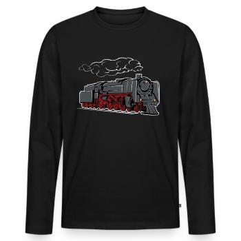 Locomotive à vapeur locomotive à vapeur - T-shirt manches longues Premium bio Homme - noir - Devant - Nico (187cm)