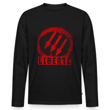 ANTIFA LIBERTÉ FREEDOM - Men's Premium Organic Long Sleeve Shirt - black - Front - Nico (187cm)